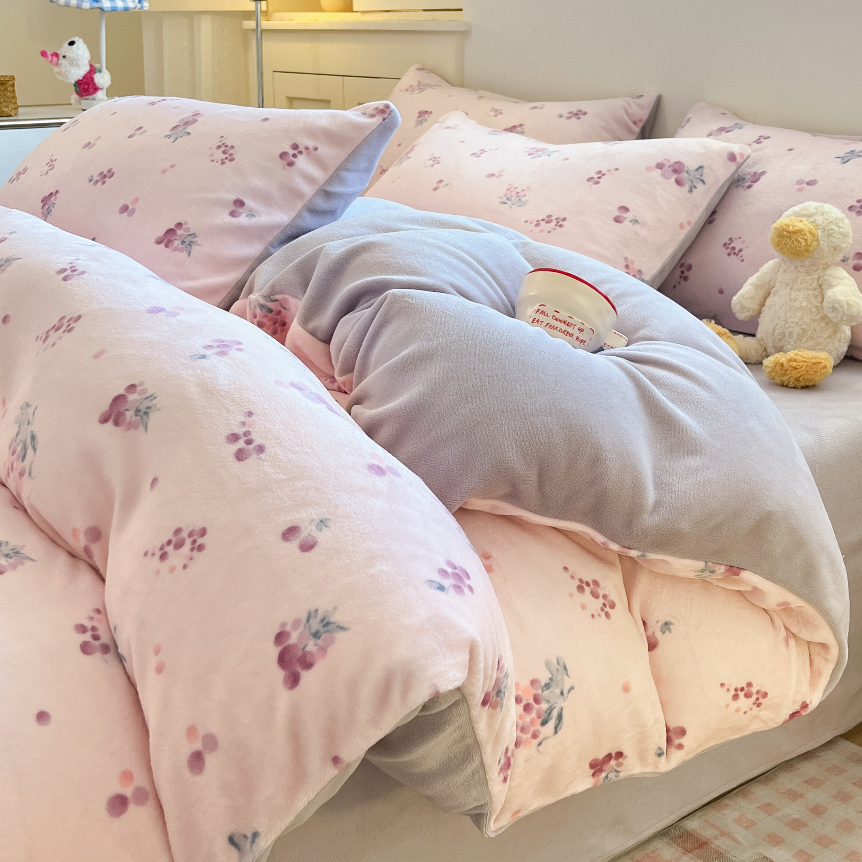 秋冬季牛奶绒被套单件加绒加厚双面珊瑚绒床单铺底四件套床上用品,床上用品,被套,淘宝优惠券,粉丝福利购,淘宝优惠卷