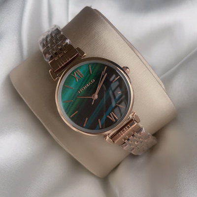 NOMAD孔雀绿小绿表钢带石英进口石英轻奢防水女表