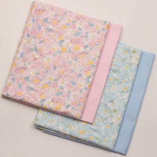 1.6米幅宽40支斜纹纯棉布料朦胧粉蓝碎花布手工服装床品全棉面料