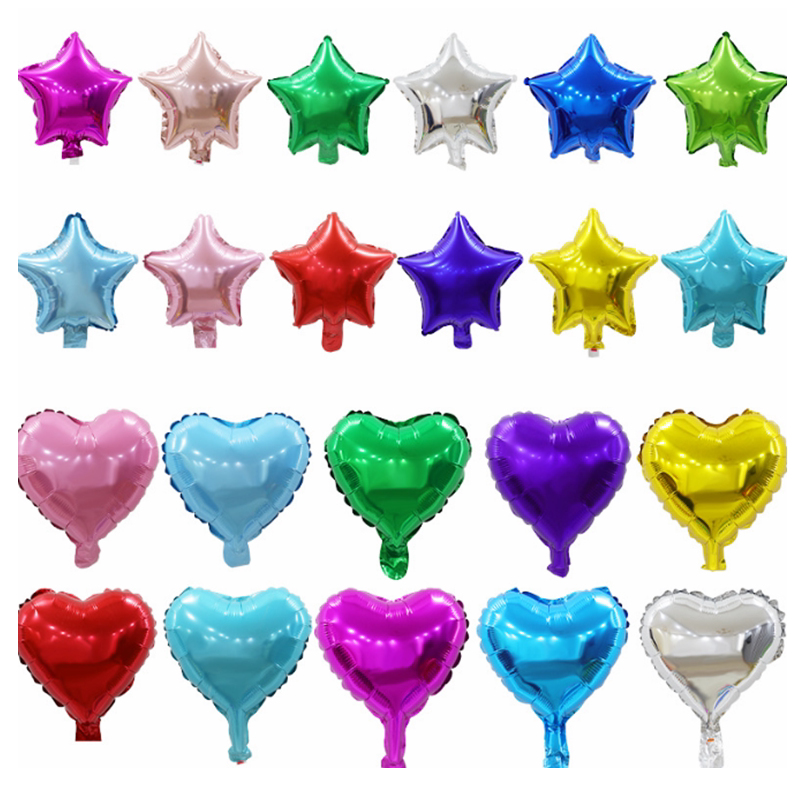 10英寸五角星气球商场酒吧节日派对心形铝箔生日场地装饰铝膜气球