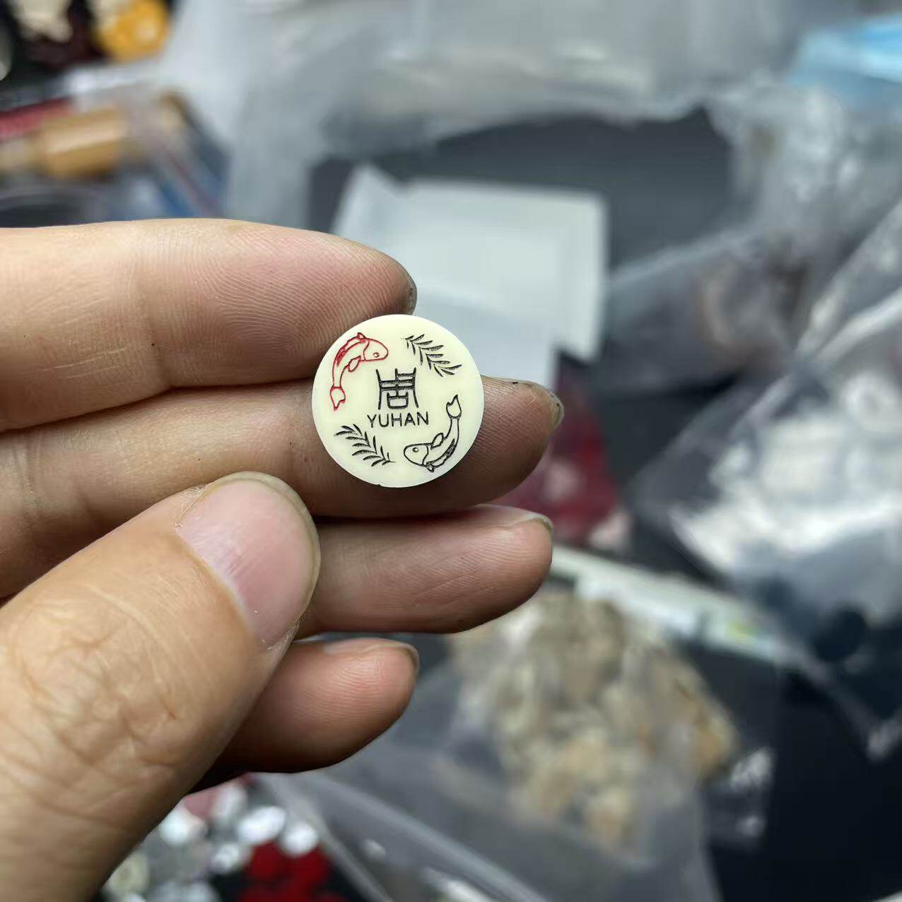 台球杆铭牌个性定制复刻天然玛瑙翡翠石英白贝母圆牌方牌16mm质感