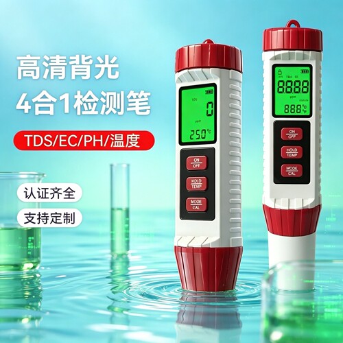 三印高精度4合1水质测试笔TDS/EC/PH/温度水质检测仪便携式带背光
