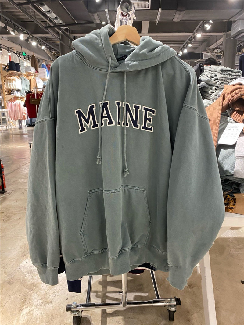 brandy bm美式休闲maine字母刺绣卫衣bm复古连帽宽松休闲套头外套