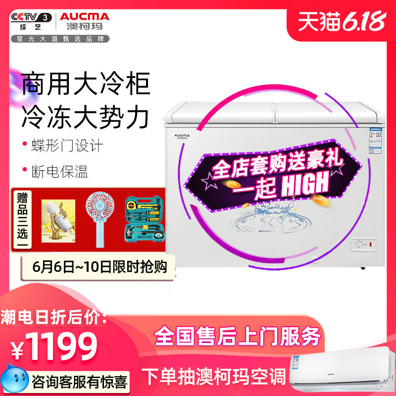 澳柯玛 BC/BD-307NE大冰柜家用商用大容量单温冷冻冷藏玻璃雪糕