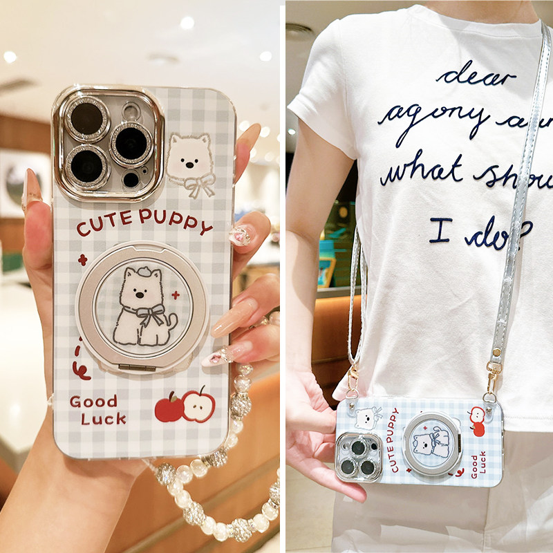 适用华为mate70pro手机壳自带镜头膜全包防摔mate60pro可磁吸充电mate50小狗支架旋转指环mate80斜挎背带挂绳