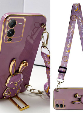 适用vivos16手机壳新款拉杆支架可竖立s30卡通可爱小兔子s50pro镜头全包s18防摔s17硅胶s20斜挎s19背带s7挂绳