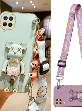 暴力熊适用三星Galaxy手机壳带支架竖立A91/A73/A72/A71/A54/A53/A52/A51/A55/A33/A32/A30S/A23斜挎挂绳可背