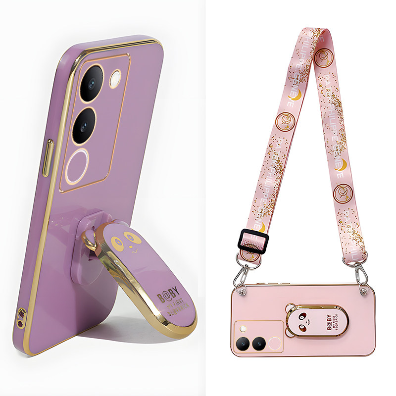 适用vivos17手机壳新款带支架s18pro手腕带s19挂绳s16斜挎可背s30可爱熊猫s20硅胶s50防摔s12软壳s15镜头全包