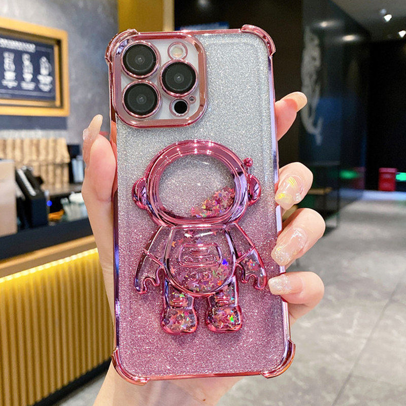 适用oppofindx9手机壳新款闪粉流沙宇航员公仔findx7硅胶findx6气囊防摔findx8pro自带镜头膜findx8s全包软壳