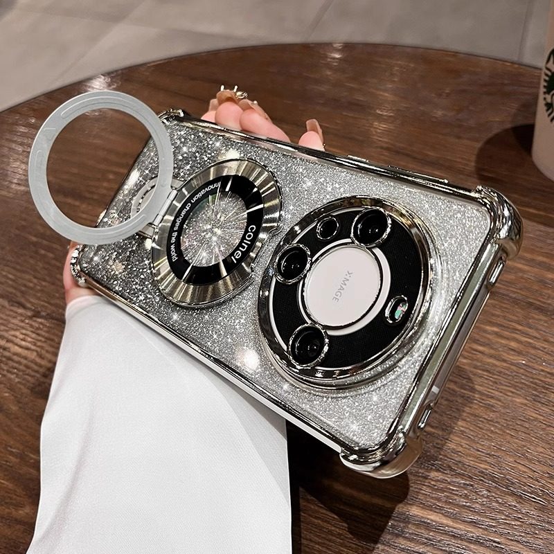 磁吸支架适用于华为mate70手机壳四角气囊防摔mate60pro带镜头膜全包mate50高级感小众mate40e闪粉mate80硅胶