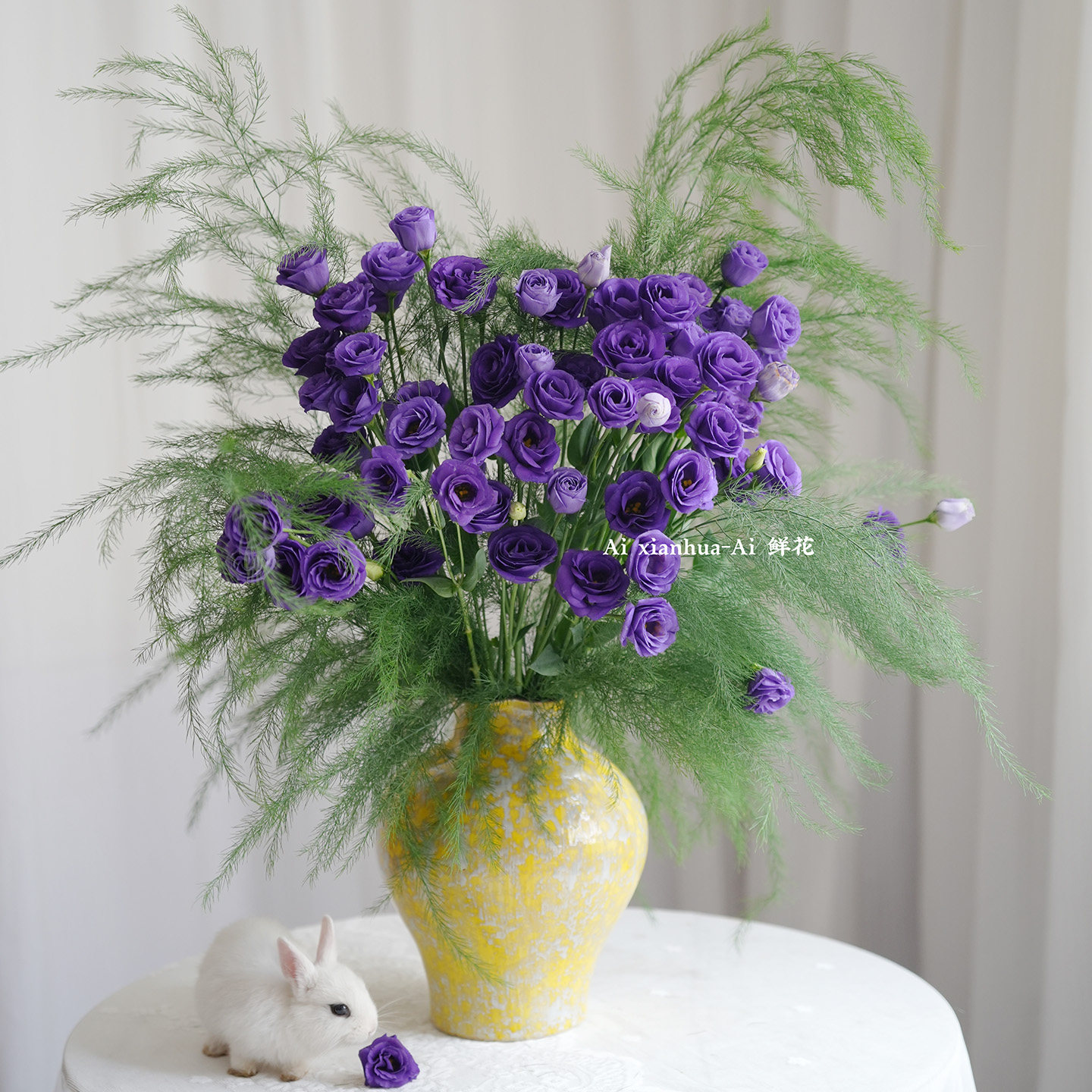 小众花束组合紫色洋桔梗鲜花搭配芦荀草插花水养云南空运直发送花