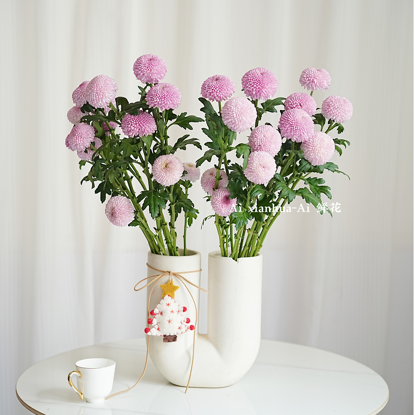 粉嘟嘟粉色乒乓菊鲜花家居插花水