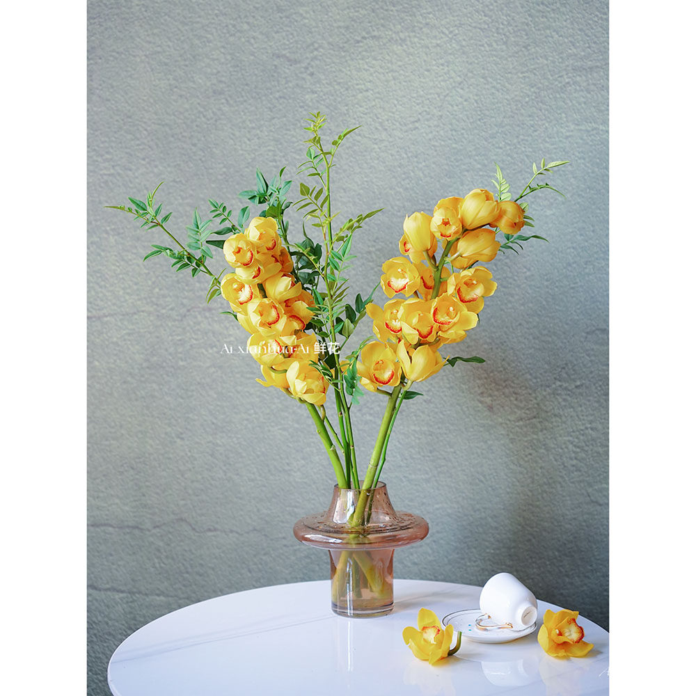 黄色大花蕙兰鲜花年宵花家居插花