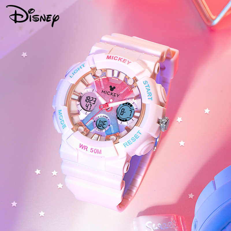 迪士尼手表学生初高中女孩2021年新款防水机械初中生电子手表女款