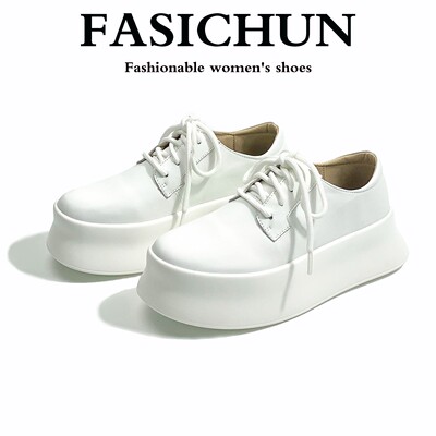 丑萌真皮面包鞋厚底增高运动板鞋