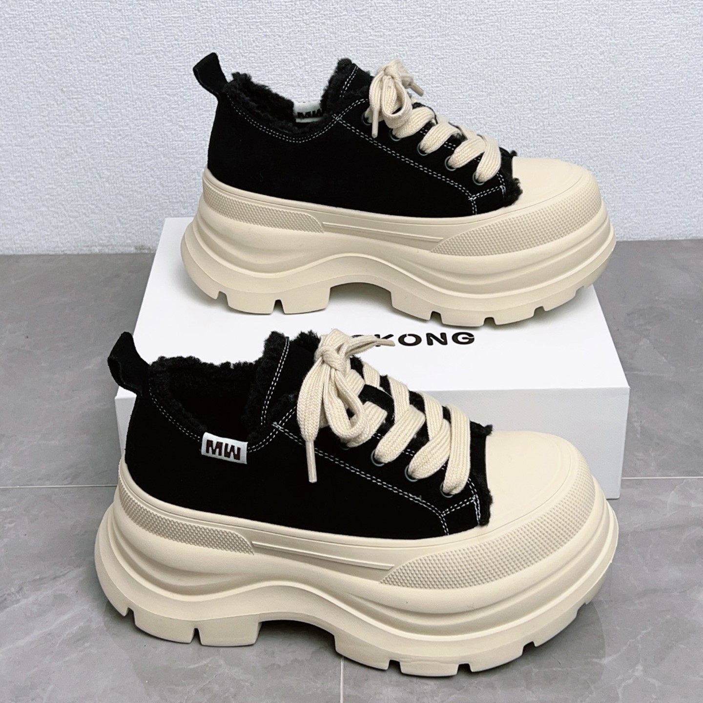 黑色加绒厚底女鞋2025冬季新款保