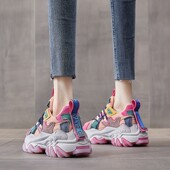 超火炸街厚底增高透气休闲运动鞋 明星重工老爹鞋 女2025春秋新款