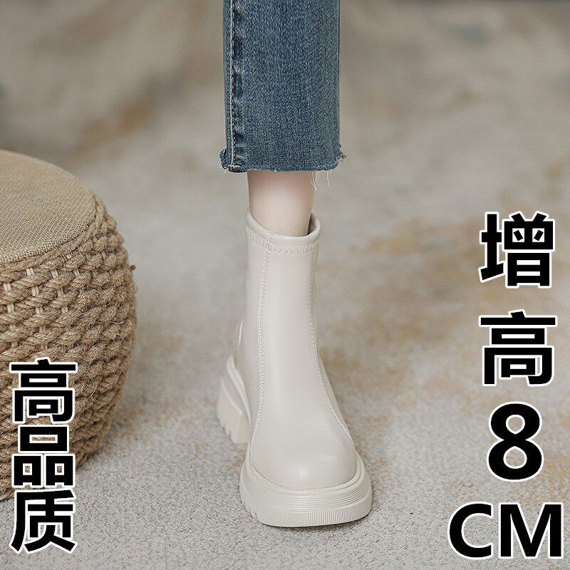明星马丁靴女2024新款英伦风小个子内增高靴今年流行的春秋靴短靴
