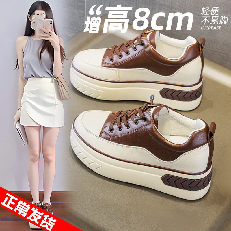 明星2026内增高厚底松糕鞋8cm小个子系带休闲运动鞋春季新款女鞋