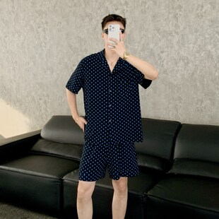 2025新品环保天丝棉开衫男沉稳家居服短袖短裤开衫休闲大牌睡衣
