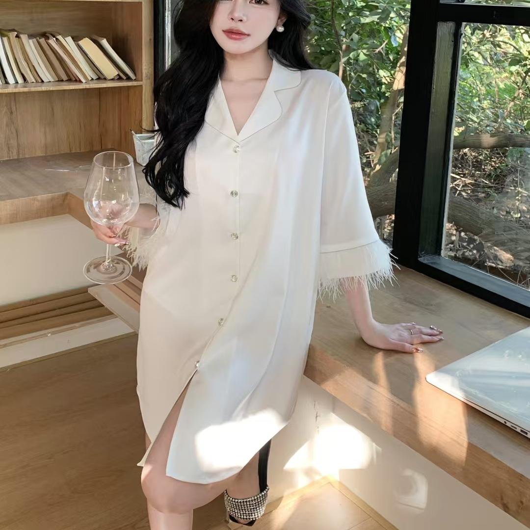 高级小众薄款冰丝性感睡衣男友纯欲高奢睡裙网红休闲宽松家居服