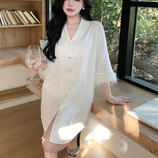 冰丝性感睡衣男友纯欲高奢睡裙网红休闲宽松家居服 高级小众薄款