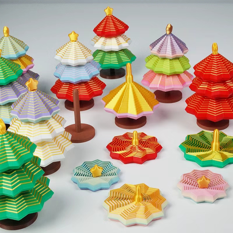 3D打印圣诞树造型桌面摆件可拆解魔幻螺旋男女孩解压玩具可送礼物