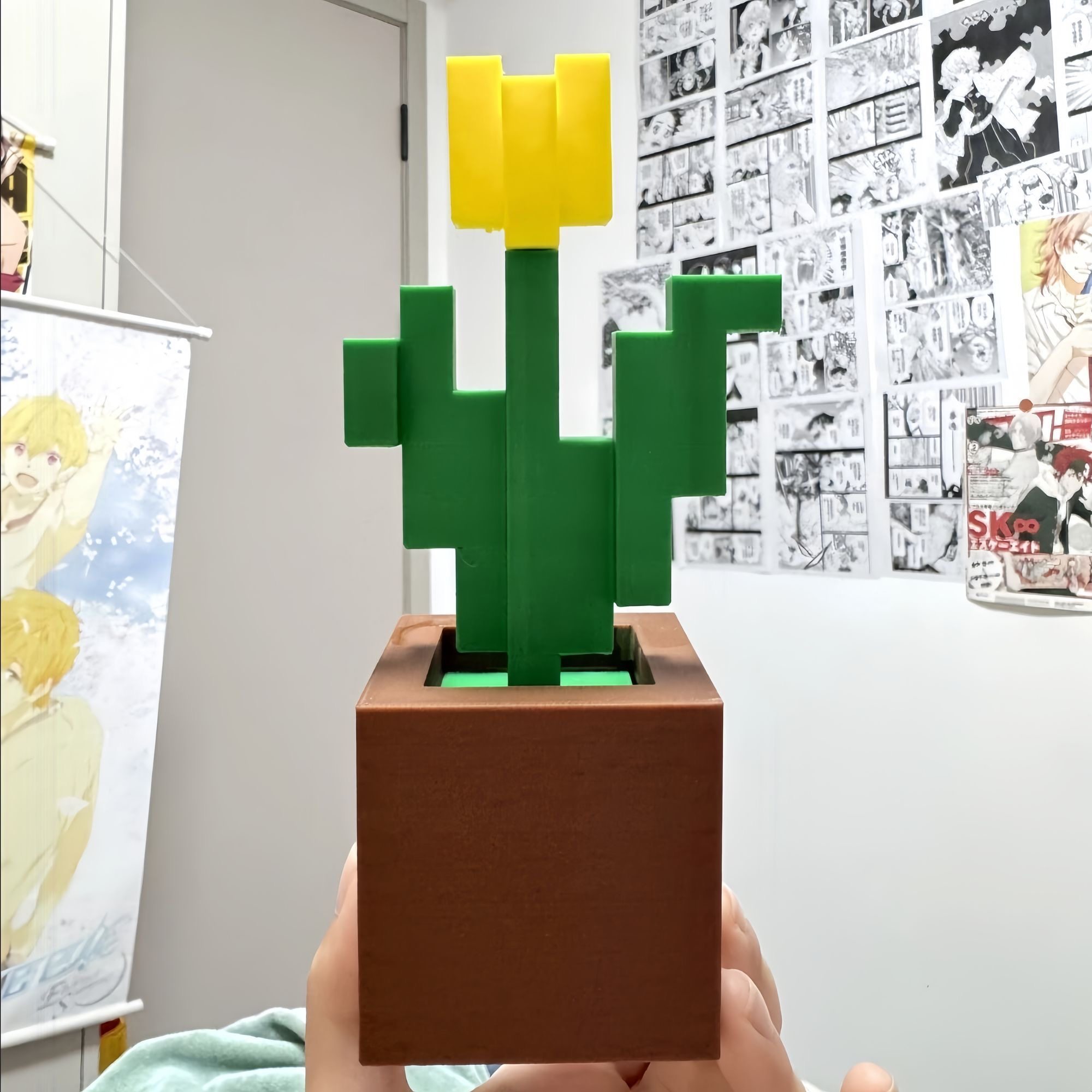 我的世界原创像素花盆栽手办摆件