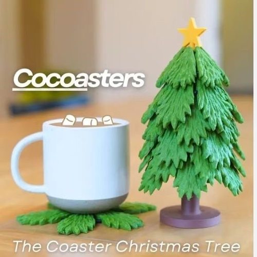 3D打印圣诞树隔热垫可伸缩杯垫