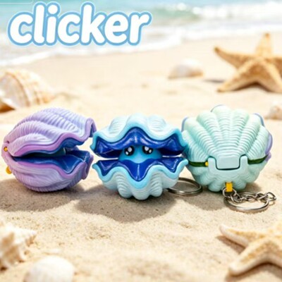 网红贝壳clicker扇贝开合玩具海洋精灵指尖减压书包挂饰