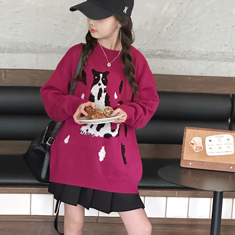 新款女童甜美长袖针织衫穿搭中大童春秋季外搭上衣洋气儿童装毛衣