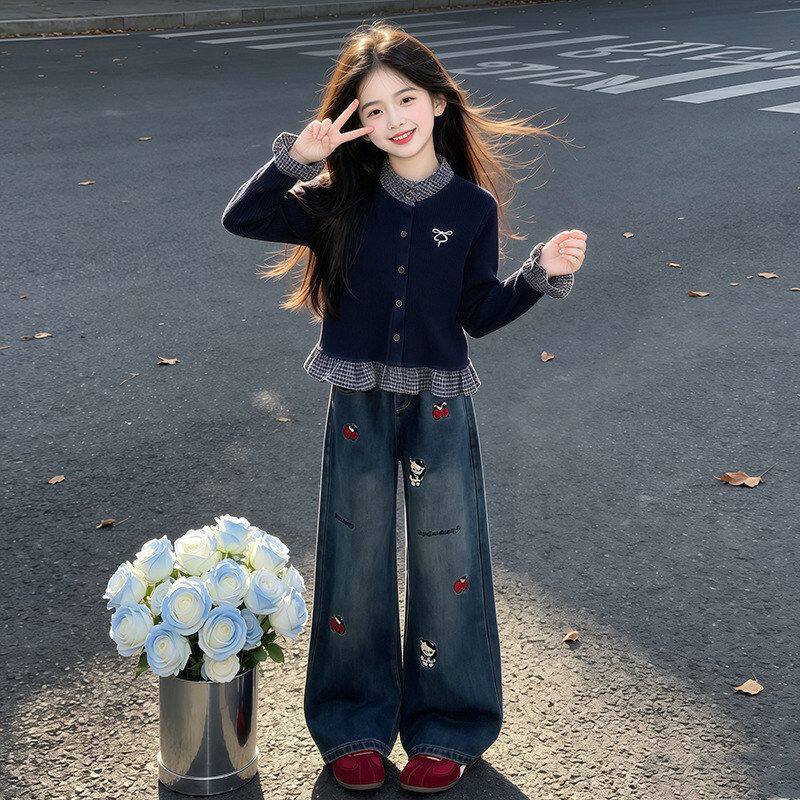 女童秋装套装2026新款儿童时髦洋气慵懒条纹两件套女孩春秋款衣服