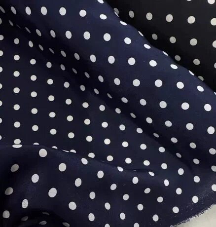 春夏新品1厘米黑底白点真丝双绉服装布料衬衫连衣裙裤子时装面料