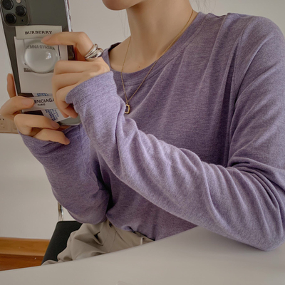 杜小宅升级版2.0软绵绵纯色圆领长袖打底衫女韩版秋冬内搭T恤上衣