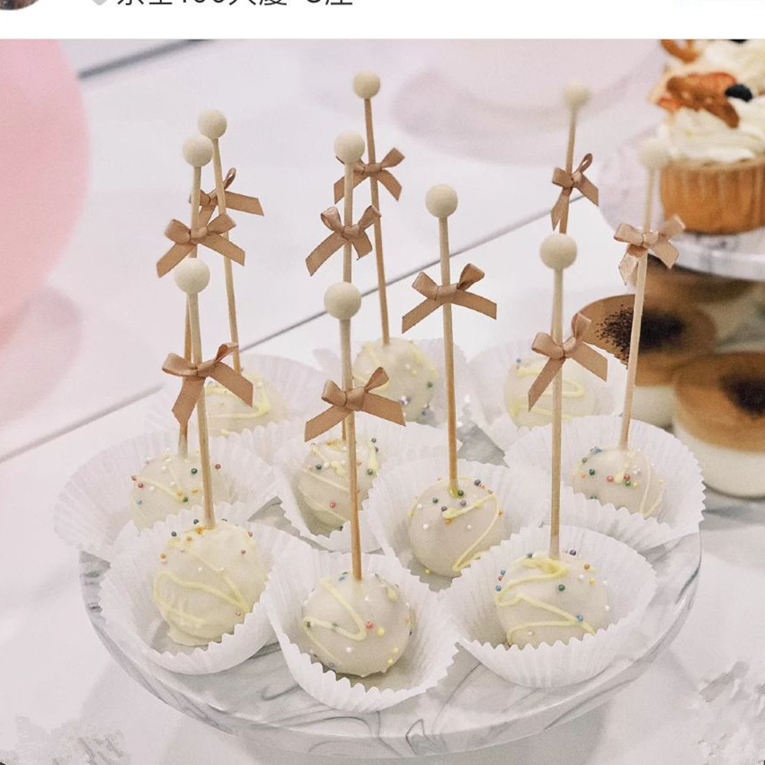 森系户外甜品台圆球木质棒棒糖圆棒木棒婚礼生日派对装饰装扮6支