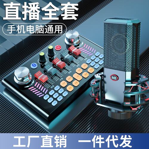 v18声卡套装直播设备变音器麦克风话筒手机全民神器K歌 金运 V18