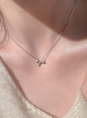 S925纯银蝴蝶结锁骨链2026新款