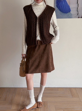 【奥克兰往事】歌铭复古仿麂皮绒高腰a字短裙女装冬季半身裙W924C