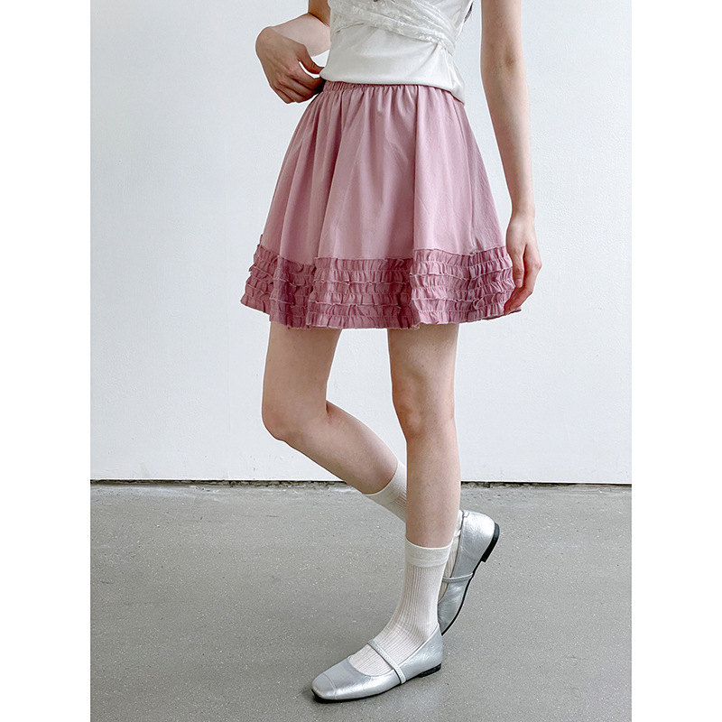 【法式铃兰蛋糕裙】歌铭复古木耳边A字半身裙夏季新款短裙Y3323F