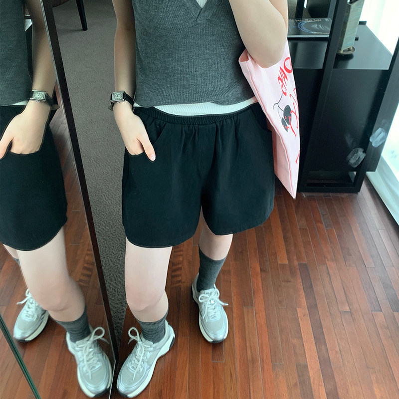 夏季糖果色多巴胺速干透气休闲裤运动短裤女高腰薄款粉色裤子外穿