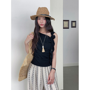 无袖 歌铭复古立体花朵飘带背心夏季 上衣YZ2902F 马蒂斯艺术馆