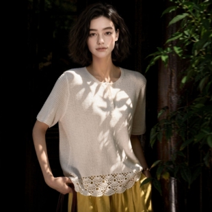 法诺娜套头毛针织衫女夏季新款简约宽松气质休闲显瘦百搭时尚上衣