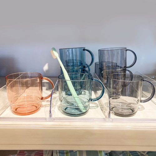 日本轻奢透明漱口杯情侣刷牙杯