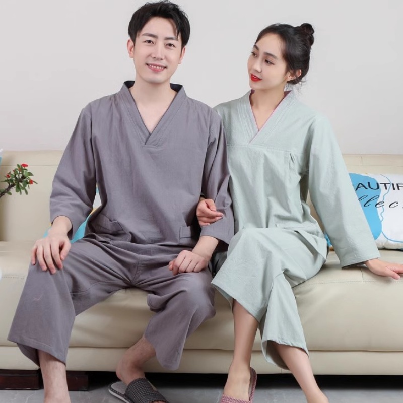 男女棉长款汗蒸服浴服桑拿按摩足疗家居服美容服宾馆服浴场服