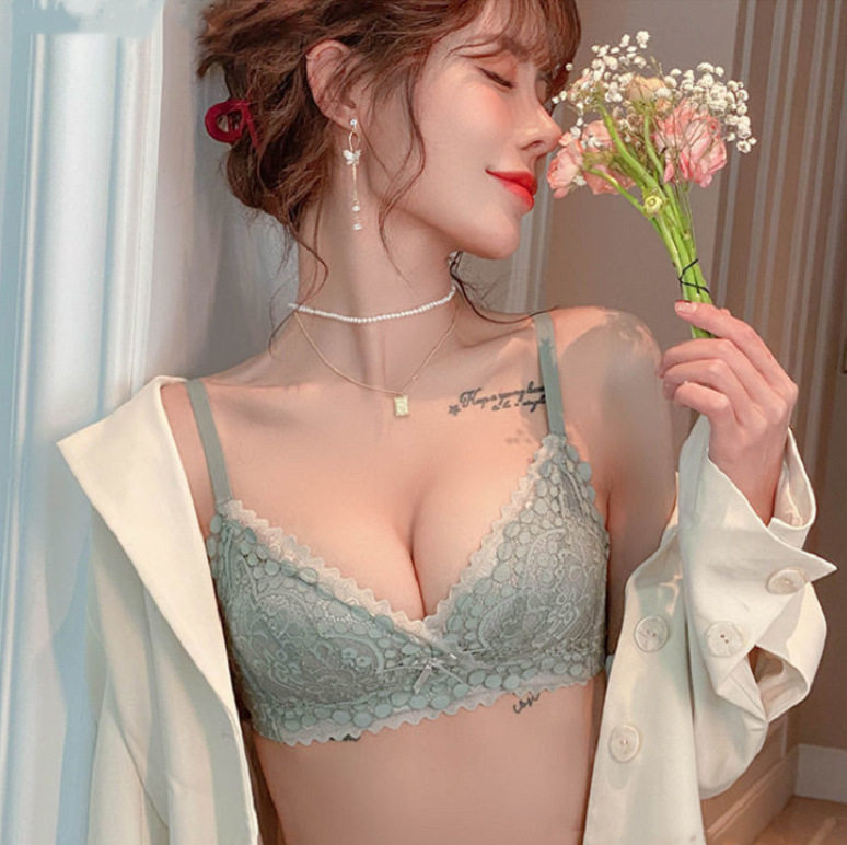 新品蕾丝内衣女小胸聚拢美背文胸套装调整型上托收副乳无钢圈罩罩
