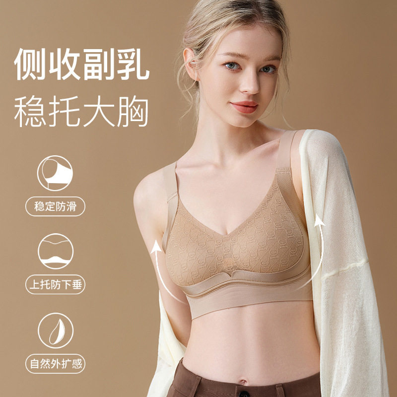 欧美跨境工厂大码内衣女士大胸显小聚拢收副乳防下垂调整型文胸罩