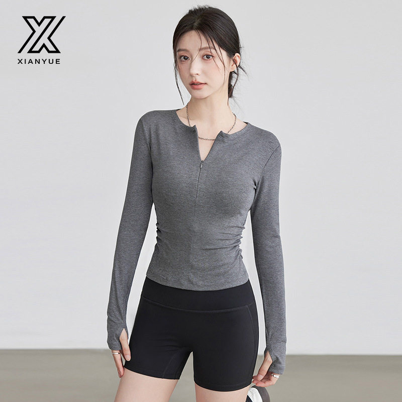 秋冬2025瑜伽服女长袖训练服运动训练上衣显瘦普拉提健身服女