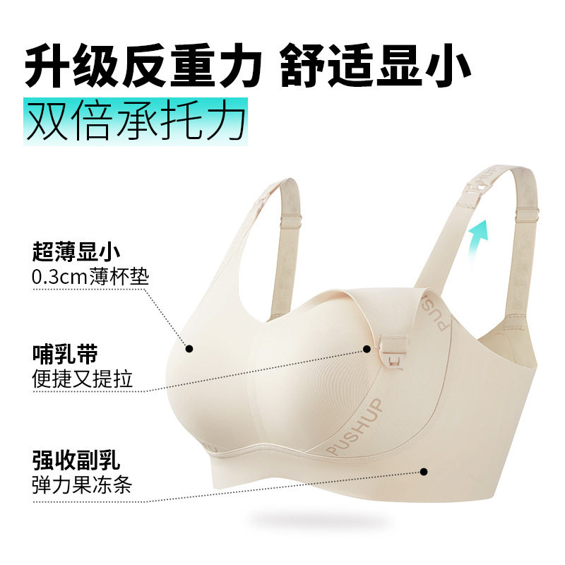 哺乳内衣月子喂奶专用大码产后提拉防下垂无钢圈薄款副乳吸奶器