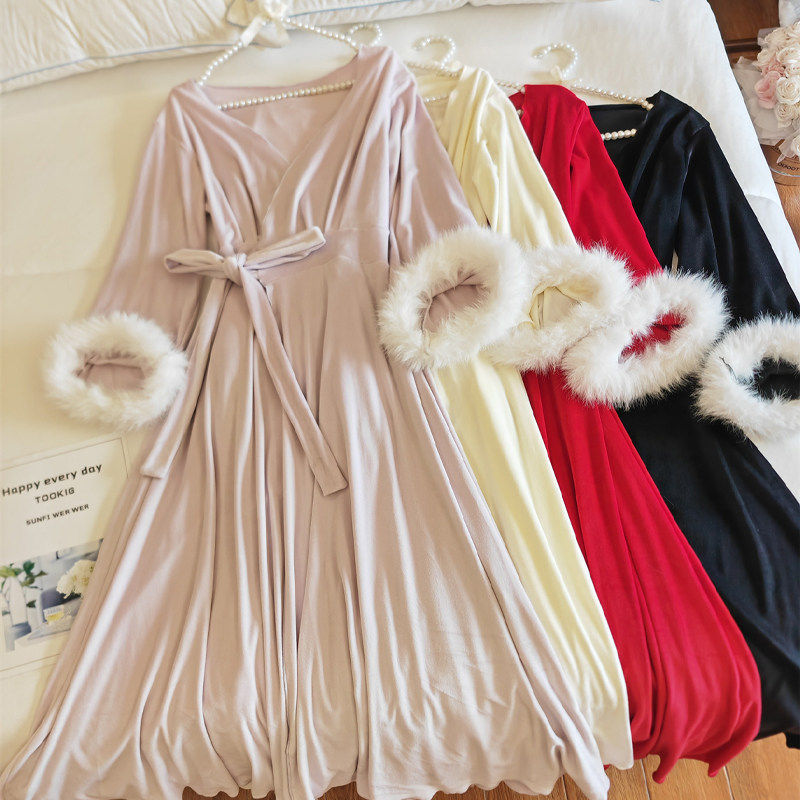 海岛绒睡袍女秋冬季性感纯欲风加绒结婚睡衣长裙浴袍家居服珊瑚绒,女士内衣/男士内衣/家居服,睡袍/浴袍,淘宝优惠券,粉丝福利购,淘宝优惠卷