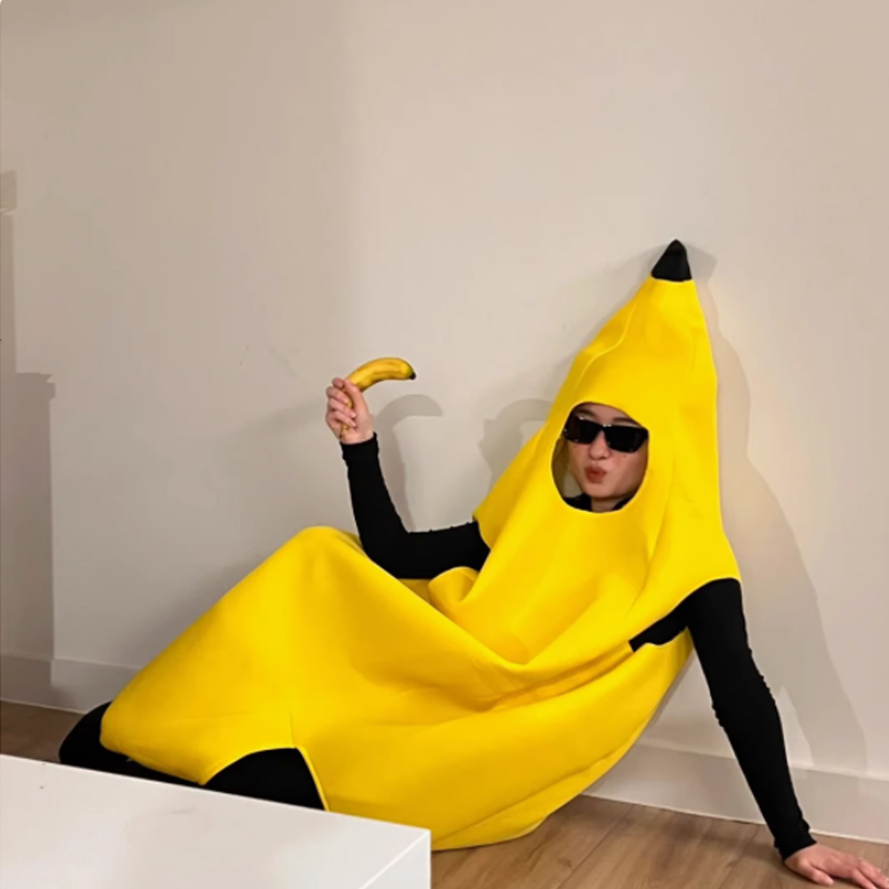 大香蕉衣服cos水果演出服成人儿童搞怪香蕉漫展年会亲子表演服装